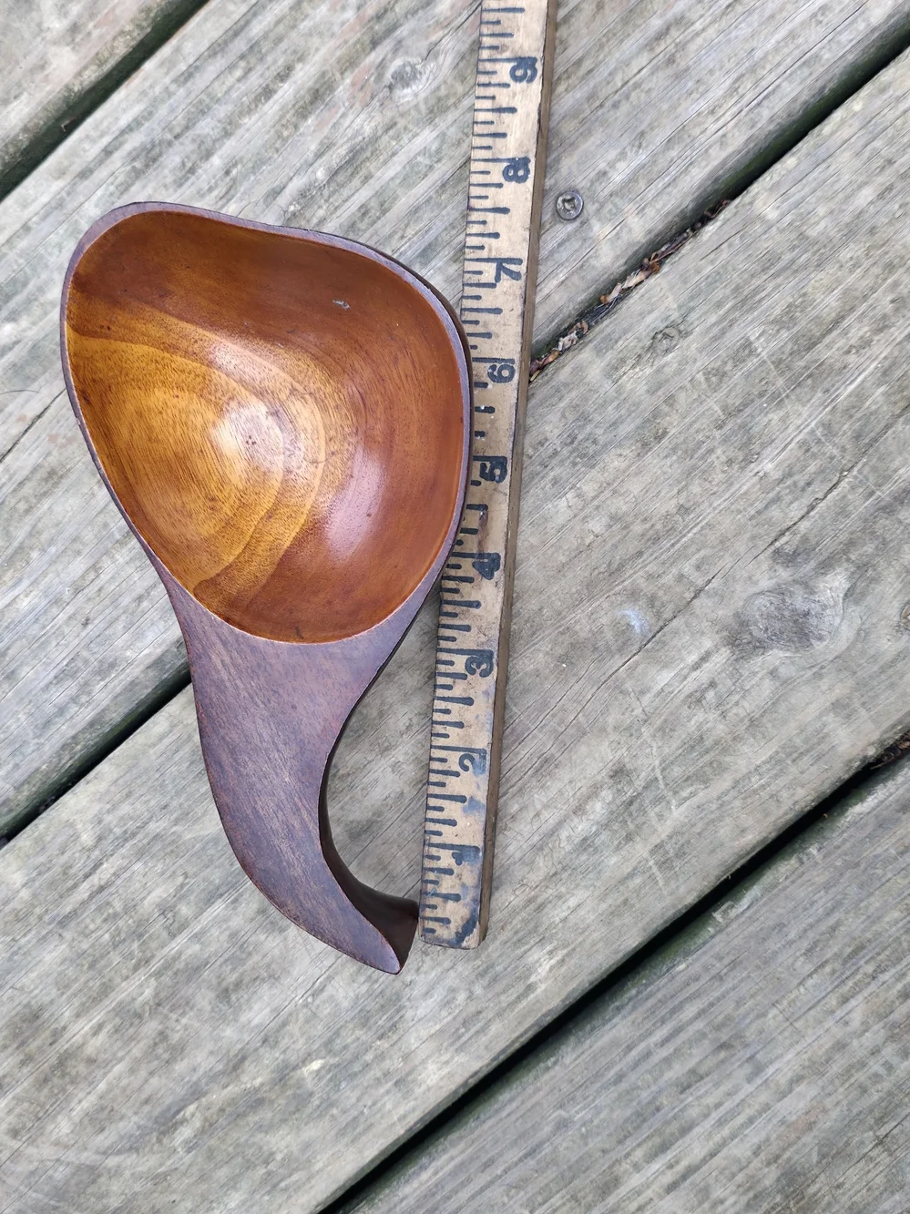 Source Unknown Two-Tone Wooden Serving Spoon in Rich Brown and Amber